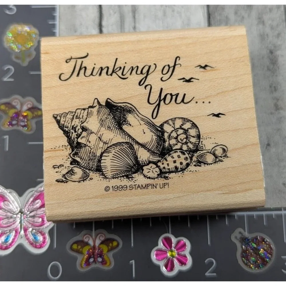 Stampin' Up! Thinking Of You Seashells Beach 1999 Rubber Stamp Wood #M103